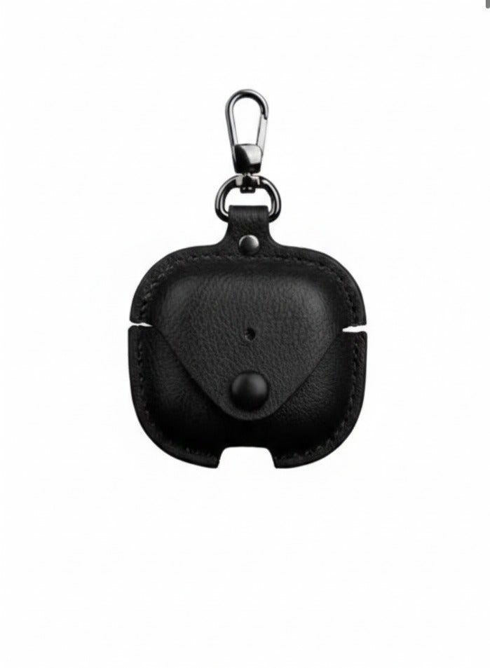 Leather Case for AirPods 4th Generation with Keychain | Protective Cover, Shockproof, Scratch Resistant, Charging Indicator Visible – Black - Image 1